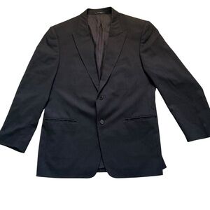 Versace collection men’s black jacket two button front closure wool blazer 54/44